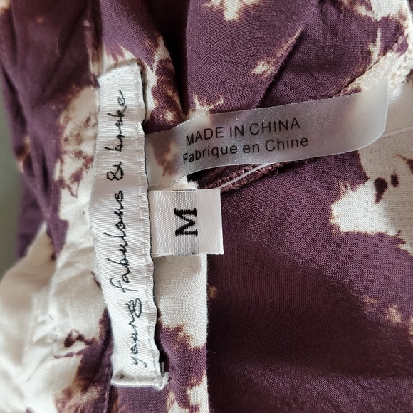 Young Fabulous & Broke Plum and Cream Faux Wrap Dress Size M NWT - Picture 10 of 14